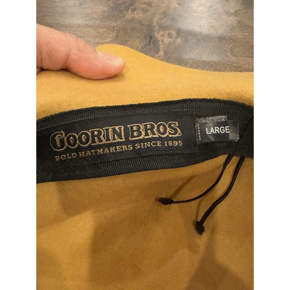 Goorin Bros Mens Mustard Wide Brim Wool Fedora Hat Size L LARGE 100-6772 - Picture 7 of 9